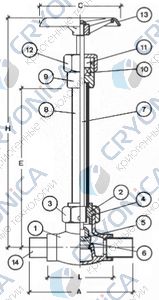 Криогенный запорный вентиль CAEN CRYO VCB 200