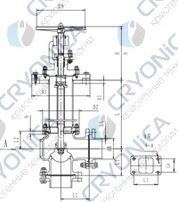 Криогенный запорный клапан угловой CCK T171DB65-100 PN10 Криогенный запорный клапан угловой CCK T171DB65-100 PN10