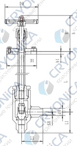 Криогенный запорный клапан угловой CCK T201DB10-15 PN16 Криогенный запорный клапан угловой CCK T201DB10-15 PN16