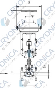 Криогенный запорный клапан типа T202DZ20P-250P с пневматическим приводом